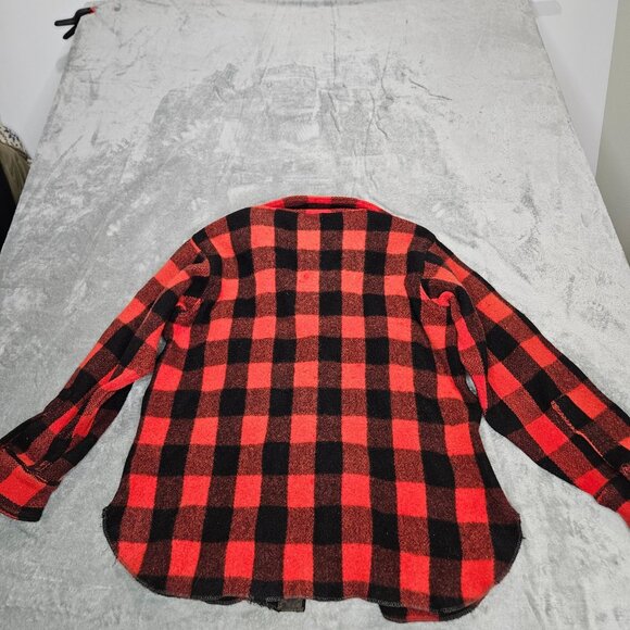 Vintage Woolrich Shirt Mens 17 Medium Wool Red Buffalo Plaid Shacket 50s READ - Picture 6 of 16